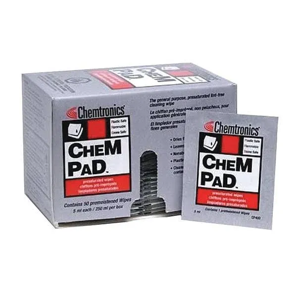 Chemtronics CP400 Chempad Pre-Saturated 91% Alcohol Wipes, 3 x 4&quot;