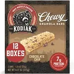 Kodiak Cakes Chewy Granola Snack Bars, Chocolate Chip, High Protein, 100% Whole Grains, 12 boxes with 5 bars each (60 bars total)