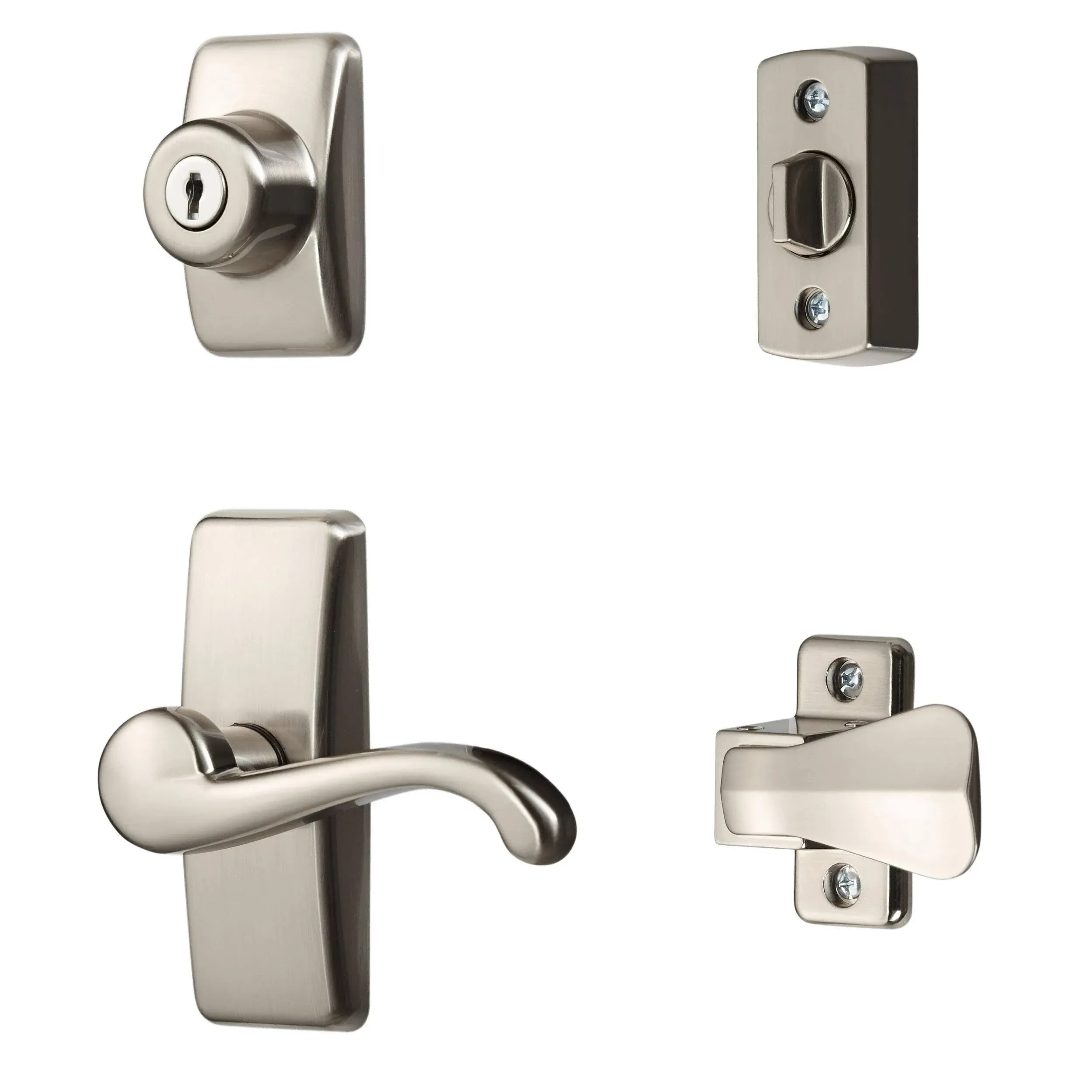 Ideal Security Door Lever with Deadbolt Lock for Storm and Screen Doors, Satin (