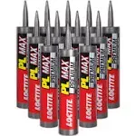 Loctite PL Premium Max Construction Adhesive, Versatile Construction Glue for Wood, Concrete, Stone & More - 9 fl oz Cartridge, Pack of 6