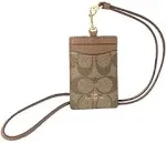 New Coach F63274 Lanyard ID Case in Signature Im/light Khaki Chalk