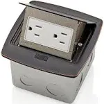 Leviton PFTR1-BZ Bronze Pop-Up Floor Box with 15 Amp Tamper-Resistant Outlet