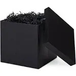 Hallmark Medium Gift Box with Lid and Shredded Paper Fill (Black 7 inch Box) for Weddings, Graduations, Birthdays, Father's Day, Groomsmen Gifts, All Occasion