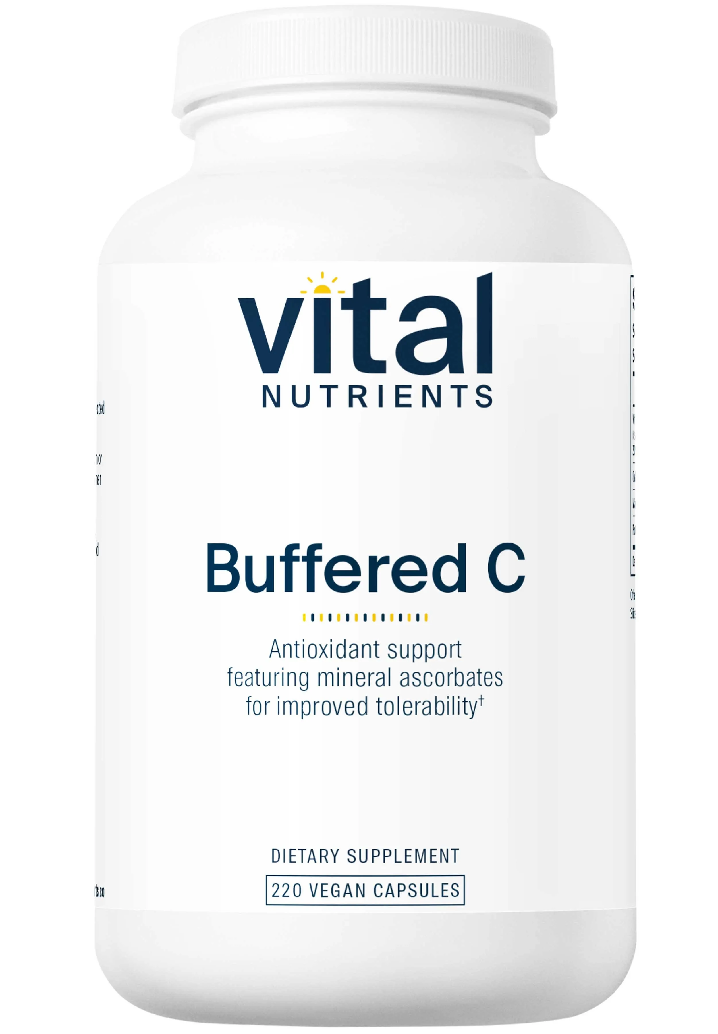 Vital Nutrients Buffered Vitamin C 500mg | Vegan Gentle Vitamin C for Sensitive Individuals* | Immune Support Supplement* | Gluten, Dairy and Soy Free | Non-GMO | 220 Capsules