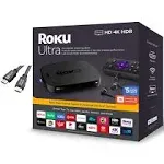 Roku Ultra Streaming Media Player 4K/HD/HDR Premium JBL Headphones w/Ghost Manta 4K HDMI Cable