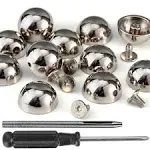 YORANYO 20 Sets 15X8MM Dome Spikes and Studs 19/32&#034; Handbag Feet Silver 