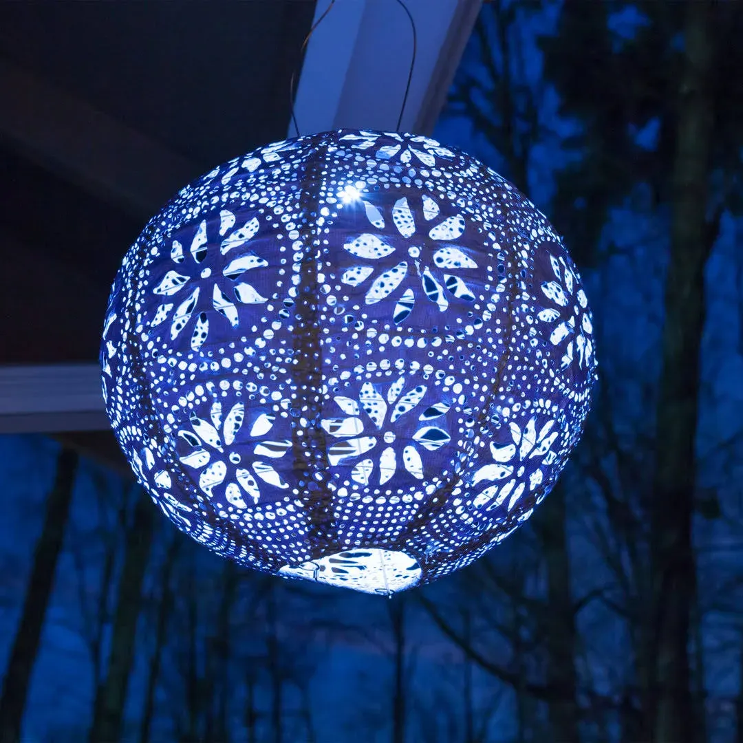 Soji Stella Boho Globe Solar Lantern 12" Blue