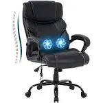 Dkeli Big and Tall Office Chair 400lb Wide Seat Ergonomic Desk Chair w/Massage Lumbar Support, Adjustable Executive Reclining Chair Rolling Task