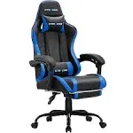 GTWD-200 Gaming Chair w/Footrest, Height Adjustable Office Swivel Recliner, Blue