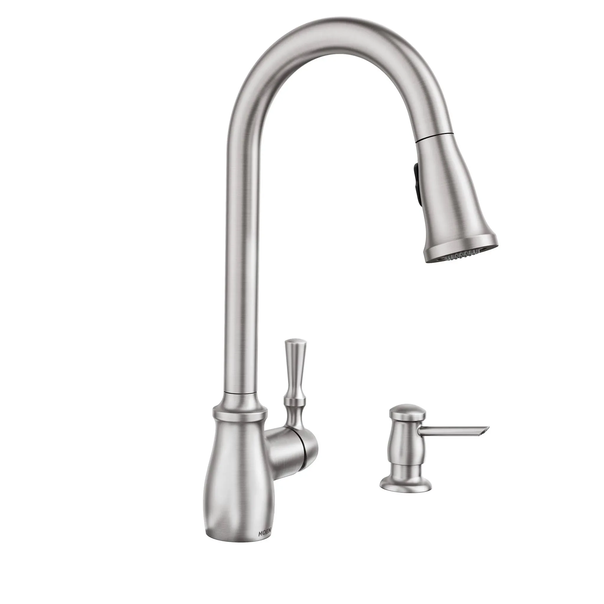 MOEN Fieldstone Single-Handle Pull-Down Sprayer Kitchen Faucet with Reflex and Power Clean in Spot Resist Stainless 87808SRS