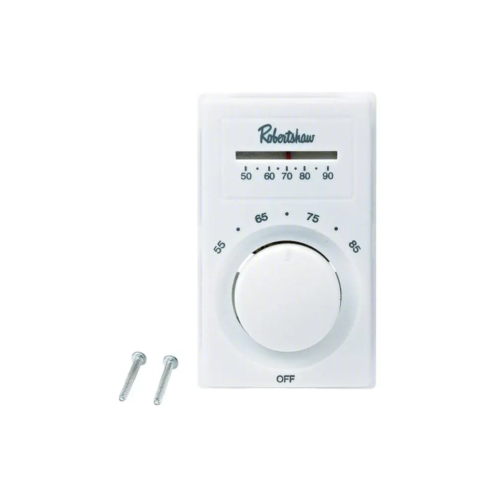 Robertshaw 803A Line Voltage Thermostat, Heat Only, White