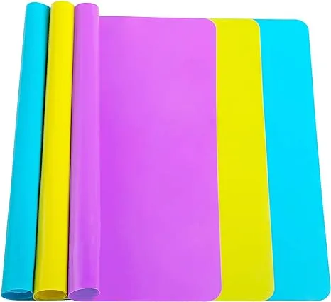 3 Pack Silicone mat Large Silicone Sheets for Crafts, Liquid, Resin Jewelry Casting Molds Mat, Silicone Placemat 15.7” x 11.8” (Blue& Purple & Yellow)