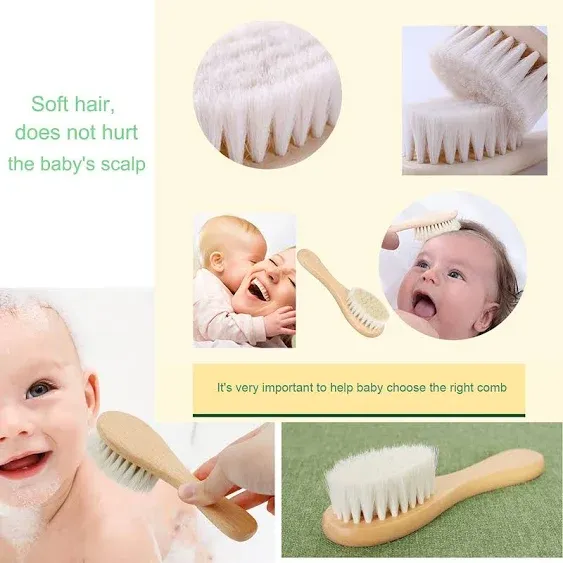 Baby Hair Brush, Wooden Goat Bristles Hair Brush for Newborns & Toddlers, Ideal for Cradle Cap, Perfect Baby Registry Gift, Hypoallergenic, 1 Count