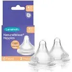 Lansinoh Natural Wave Slow Flow Soft Silicone Nipples 2 Pack. Lot Of 2. New.