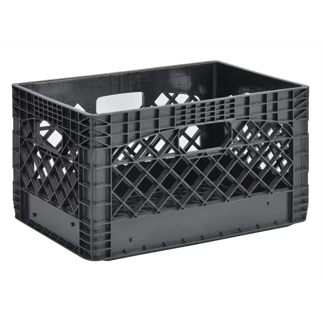 Juggernaut Storage 24qt Plastic Heavy-Duty Milk Crate, Black