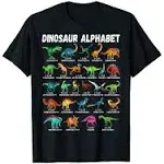 Types Of Dinosaurs Alphabet A-Z ABC Dino Identification T-Shirt