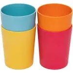 WeeSprout Bamboo Toddler Cups - 4 pc Set (10 fl oz), Organic & Non-Plastic Cup Pack for Toddlers, Big Kids or Baby, Natural