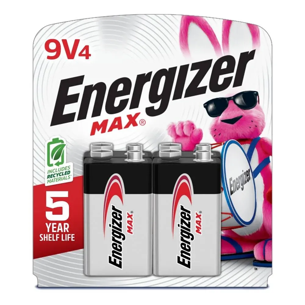 Energizer Max Alkaline 9V Batteries - 4 Pack