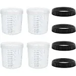 Master Paint System MPS, 4 Pack Set of Standard Size 20 Ounce (600ml) Hard Cups and Retainer Rings - 4 Hard Cups and 4 Rings for Use with The MPS Disposable Paint Spray Gun Cup Liners and Lid System