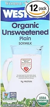 Hain Celestial Westsoy Unsweetened Original Soy Drink, 32 Ounce -- 12 per case.