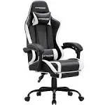 Gaming Chair with Footrest, Height Adjustable Office Swivel Reclining Desk Chair