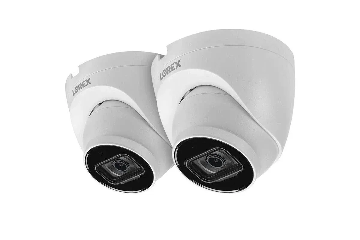 Lorex Technology Lorex E841CD-E IndoorOutdoor 4K Ultra HD Security IP Dome Camera, 2.8mm, 130ft Night Vision, Color Night Vision, Audio, White (2 Pack) E841CD-2PK