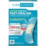 Care Science Fast-Healing Waterproof Hydrocolloid Gel Pad Bandages, 0.75 in x 3 in, 40 ct | 100% Waterproof Seal, for Blisters or Wound Care