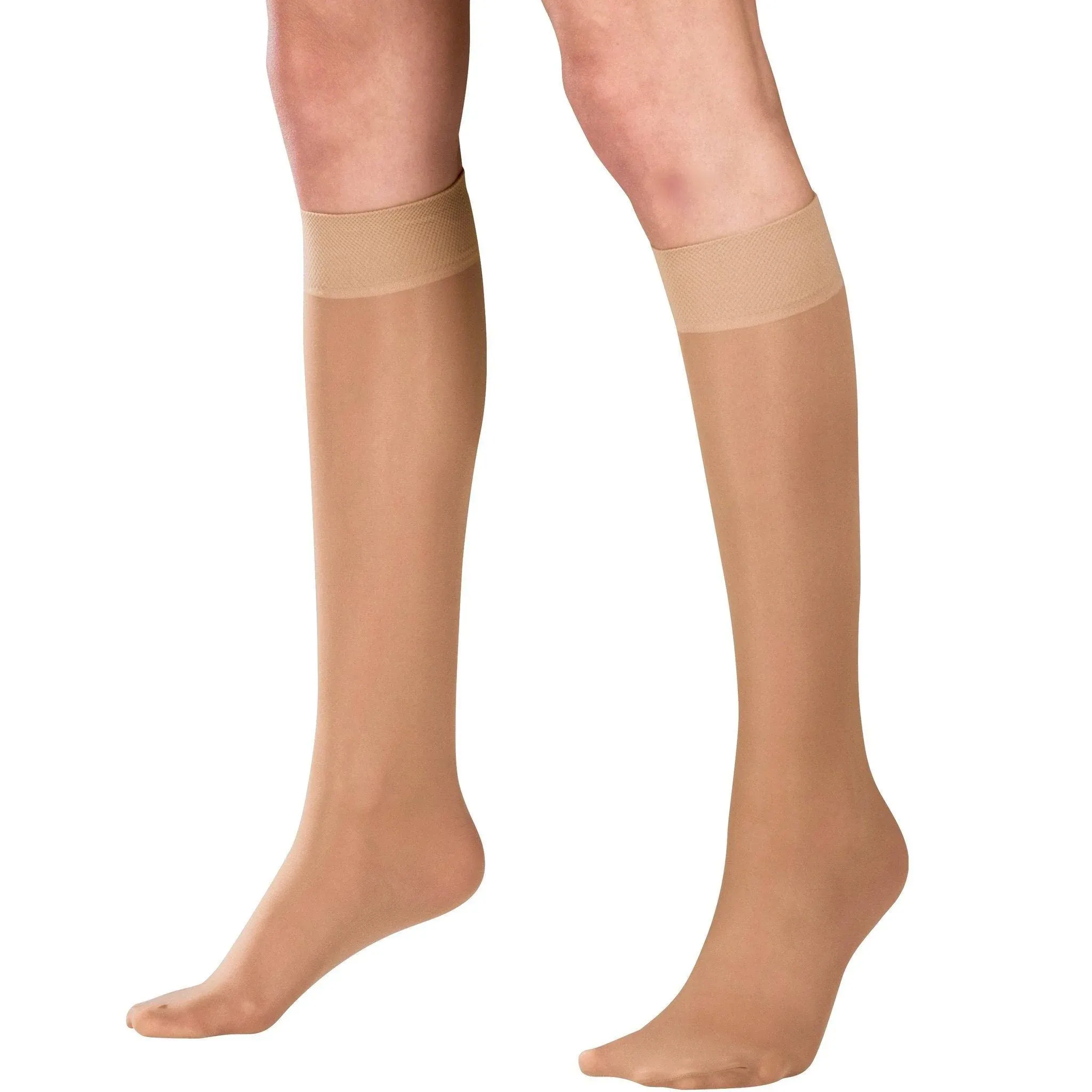 Truform Women's Stockings, Knee high, Sheer: 8-15 mmHg, Beige, Small