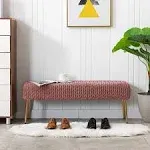 Duhome Modern Quilt Velvet Ottoman Bench, Upholstered Entryway Bench for Livingroom Bedroom Benches for End of Bed with Gold Legs, Padded Soft