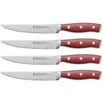 HENCKELS Forged Accent Razor-Sharp Steak Knife Set of 4, Red, German Engineered Knife Informed by over 100 Years of Mastery