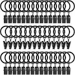 AMZSEVEN 44 Pack Metal Curtain Rings with Clips, Curtain Hangers Clips, Drapery Clips with Rings, Drapes Rings 1 in Interior Diameter, Fits Diameter