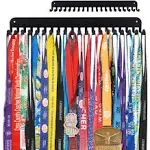 Medal Holder Display Hanger Trophy Shelf - Sturdy Wall Mount Medals Trophys Easy to Install-Black Color -race sports medal holder display hanger for gymnastic,soccer,runner,wrest,football,basketball