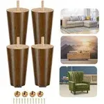 Yes4All 4&#039;&#039; Round Wooden Furniture Legs, Brown, Set of 4 with Levelers