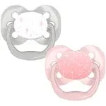 Dr. Brown's Advantage Baby Pacifier, Fully Symmetrical Soother with Soft Silicone Bulb, 0-6m, BPA Free, Lavender Love, 2 Pack (Style May Vary)