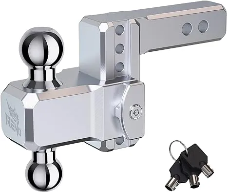 RENO Adjustable Trailer Hitch, Fits 2 Inch Receiver 4" Rise/Drop Aluminum Trailer Hitch Ball Mount, Dual-Balls (2" & 2-5/16") - 12,500 lbs Towing Capacity