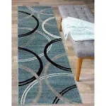 World Rug Gallery Contemporary Abstract Circles Design Area Rug - Blue 2'7"x8'