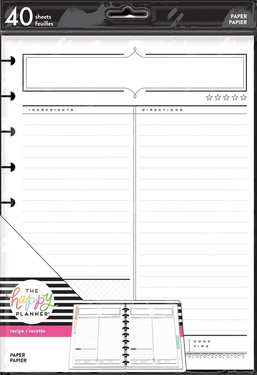 Me & My Big Ideas Recipe Planner Fill Paper