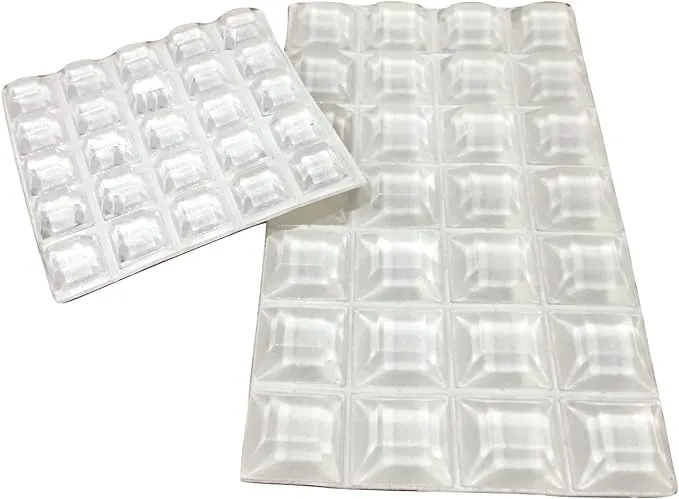 Clear Rubber Feet (53 Pack) Self Stick Bumper Pads - Made in USA - Adhesive Tall Square Bumpers for Electronics, Speakers, Laptop, Appliances, Furniture, Computers