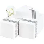 LITOPAK 100 Pack Guest Towels Disposable, Soft And Absorbent Bathroom Napkins, Paper Guest Towels for Bathrooms, Party, Wedding or Events. White and Silver