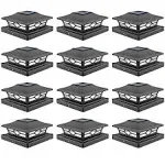 VOLISUN Solar Post Cap Lights: 12 - Pack Outdoor Post Light for White/Black 4x4 Vinyl Fence Deck - Dock 4x4/6x6 Wooden Post 2 Color Modes Waterproof 21149ZM