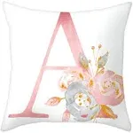 Eanpet Throw Pillow Covers Alphabet Decorative Pillow Cases ABC Letter Flowers Cushion Covers 18 x 18 Inch Square Pillow Protectors for Sofa Couch Bedroom Car Chair Home Decor (A)