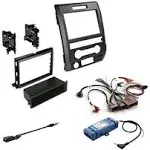 American International Single or Double DIN Complete Dash Kit, 2009-2014 Ford F-150 with Antenna Adapter, Harness Compatible for All Trim Levels (Black with Steering Wheel Controls)