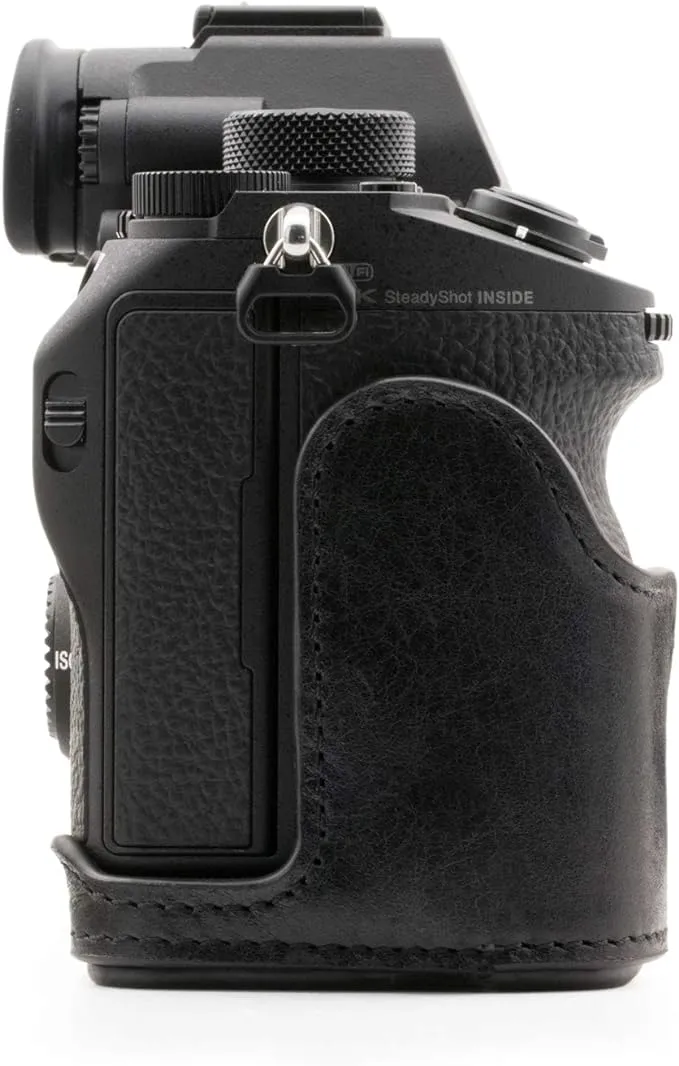 MegaGear Ever Ready Genuine Leather Camera Half Case Compatible with Sony Alpha A7 III, A7R III, A9