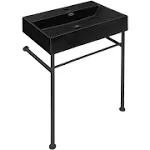 Swiss Madison Claire 24 Ceramic Console Sink Matte Black Basin Black Legs