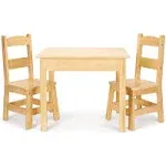 Melissa & Doug Solid Wood Table and 2 Chairs Set - Light Finish Furniture for Playroom