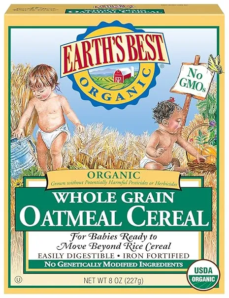 Earth's Best Organic Stage 1 Oatmeal Infant Baby Cereal, 8 oz Box