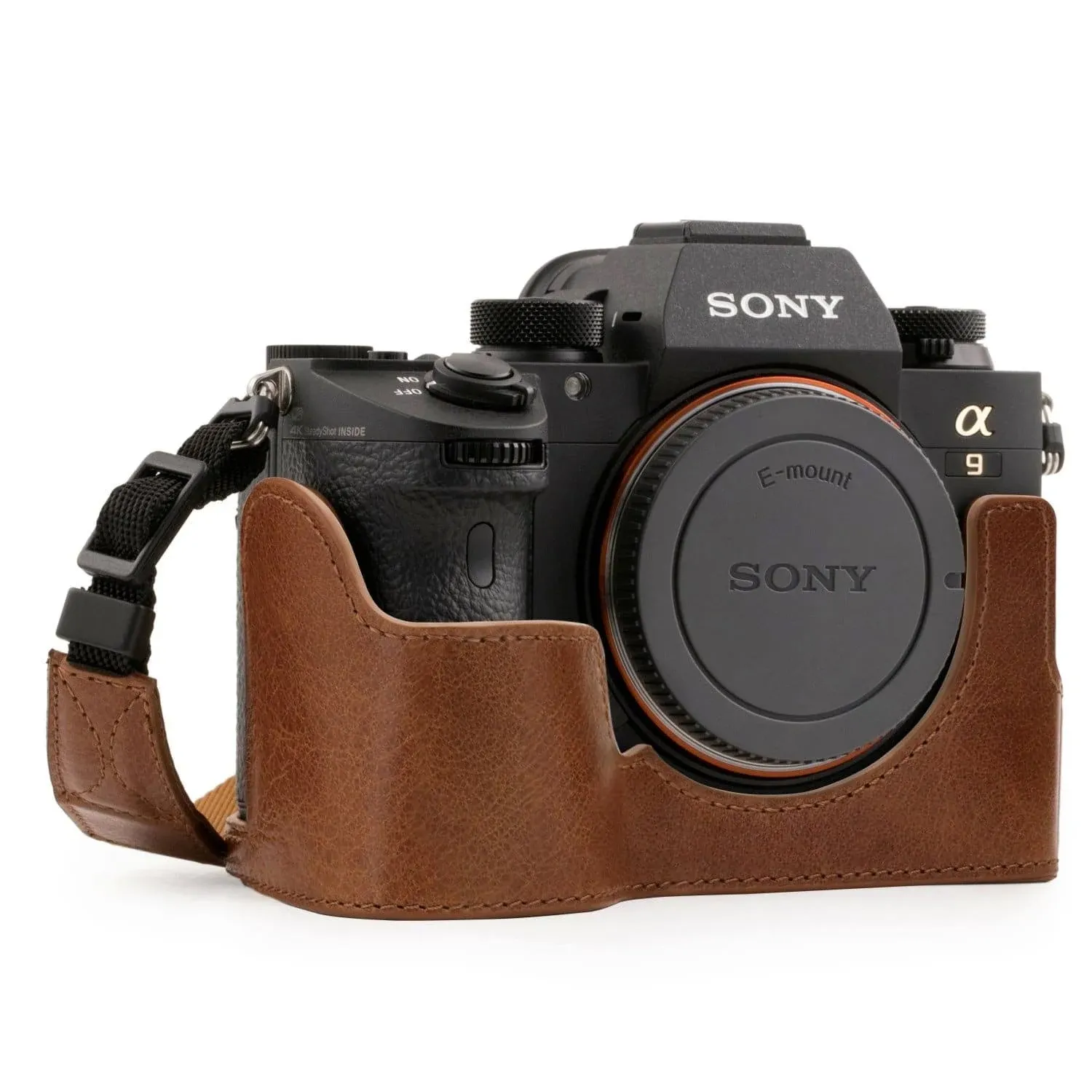 MegaGear Ever Ready Genuine Leather Camera Half Case Compatible with Sony Alpha A7 III, A7R III, A9