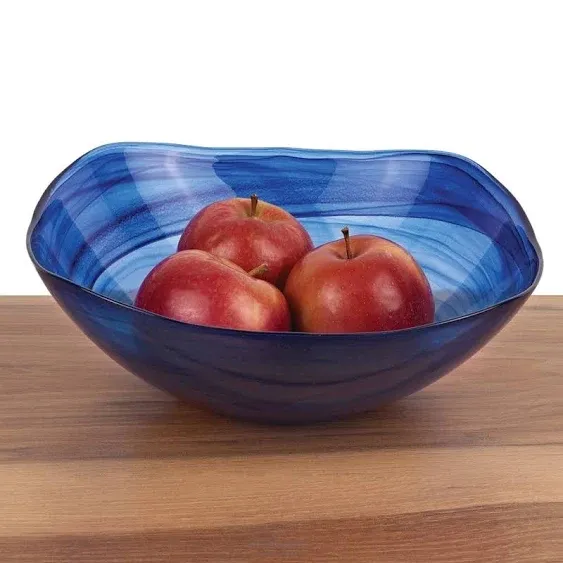 Curata Cobalt Blue Alabaster Square Glass 10 inch Bowl