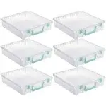 Simply Tidy 12” x 12” Plastic Scrapbook Storage Case Portable Case for Documents, Papers, Sewing, Crafts - Clear, Bulk 6 Pack