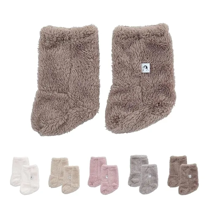 Konny Baby Fluffy Cozy Fleece Winter Booties for Infant (Beige)- New Year Gifts, Foot warmer for Newborn Babies